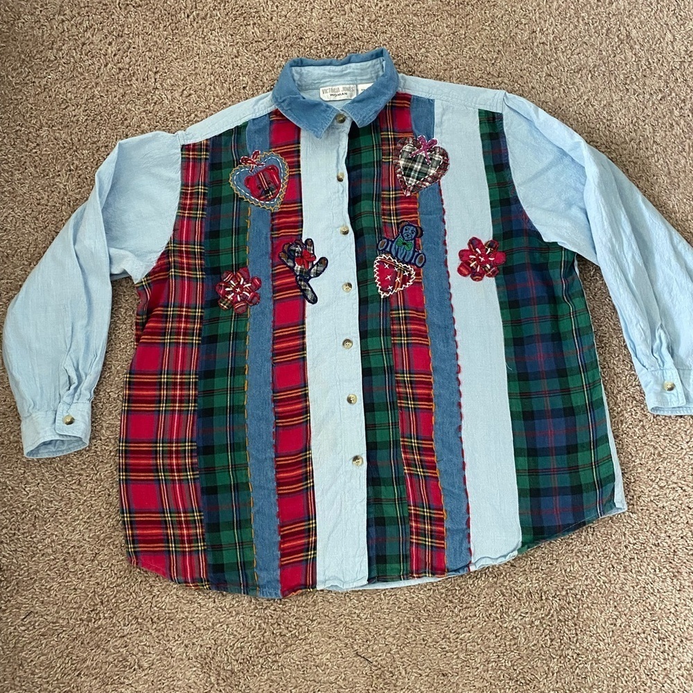VTG Victoria Jones Woman Multicolor Patchwork Shirt